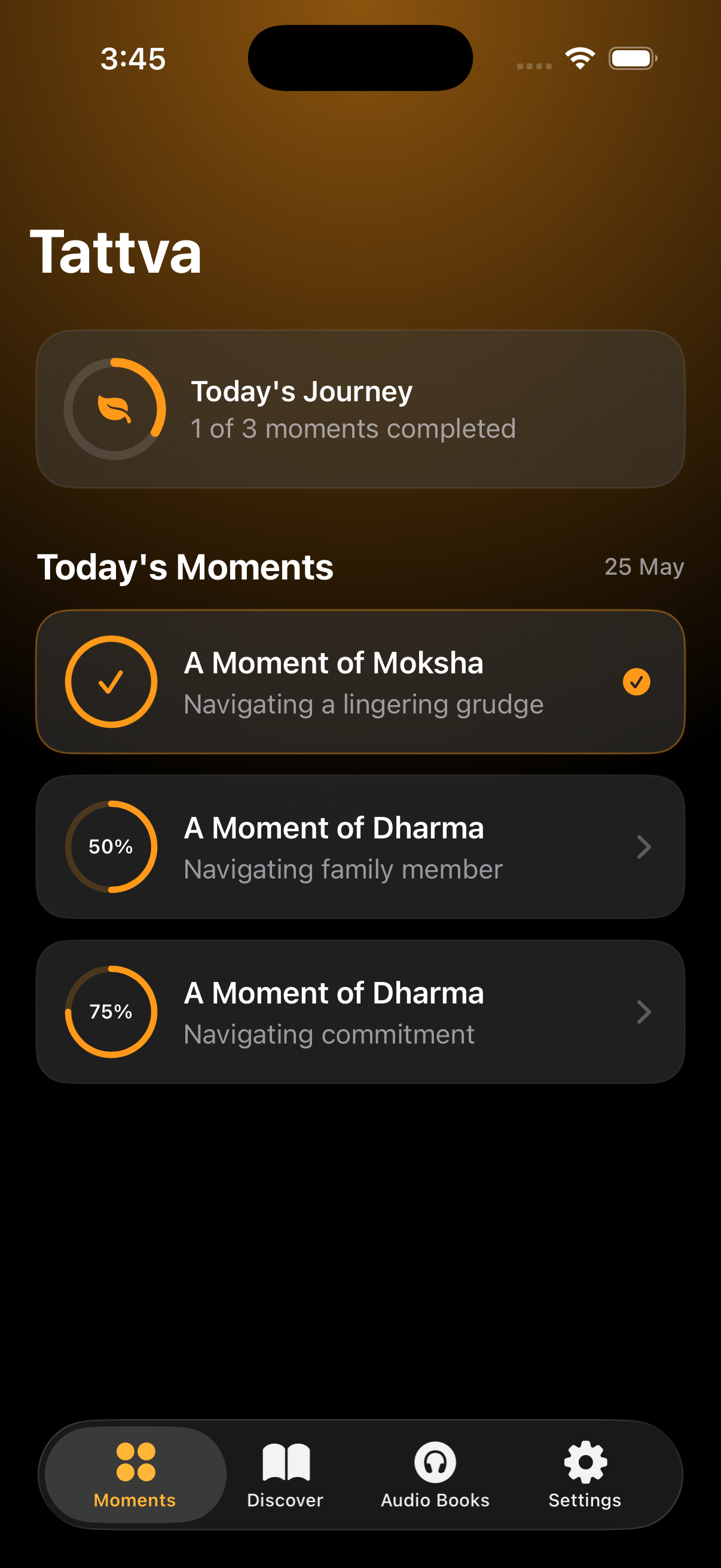 Tattva App running on iOS